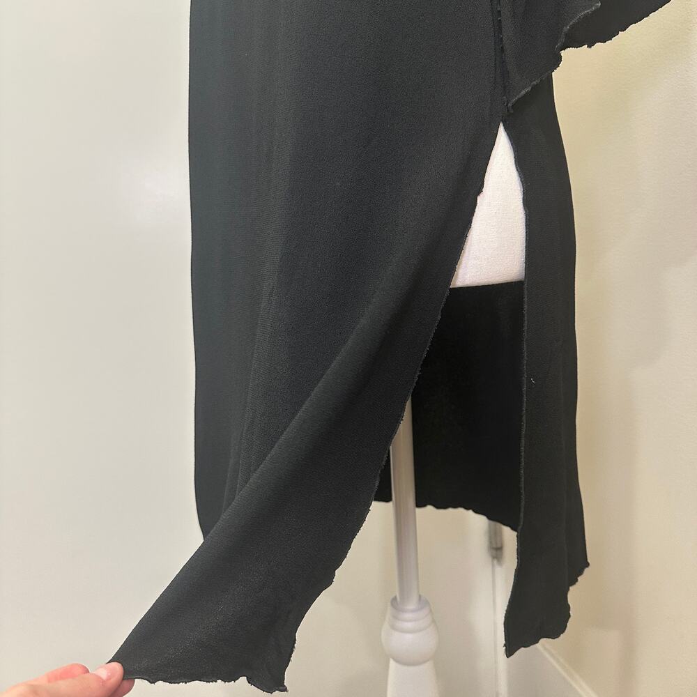 Zoie by Zoran VTG 80s Black Lettuce Trim Tunic Witchy Fairy Ren Faire Knight XS - Picture 6 of 10